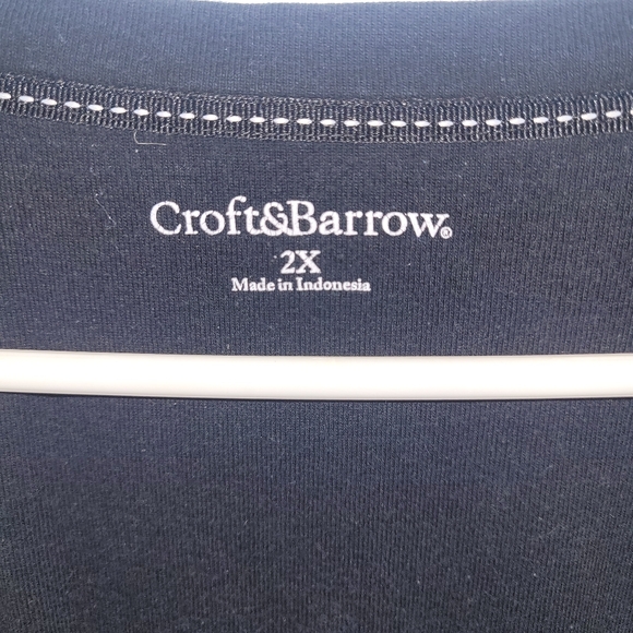 Croft & Barrow 2XL Black 3/4 Sleeve Henley - Picture 2 of 3
